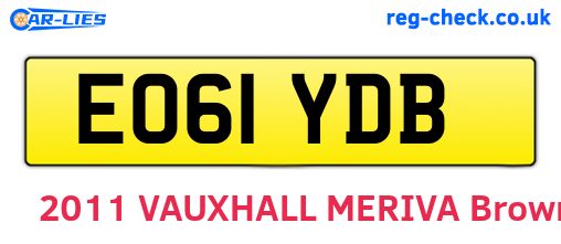 EO61YDB are the vehicle registration plates.