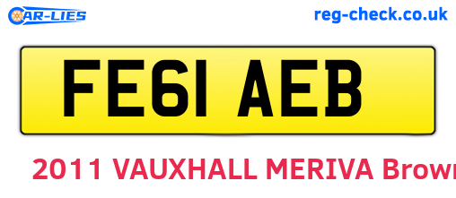 FE61AEB are the vehicle registration plates.