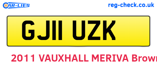 GJ11UZK are the vehicle registration plates.