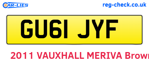GU61JYF are the vehicle registration plates.