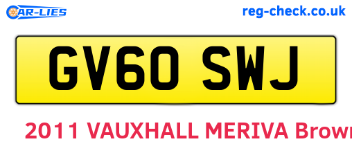 GV60SWJ are the vehicle registration plates.