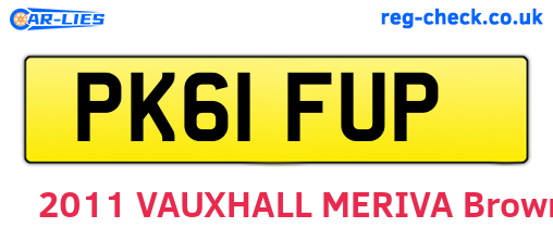 PK61FUP are the vehicle registration plates.