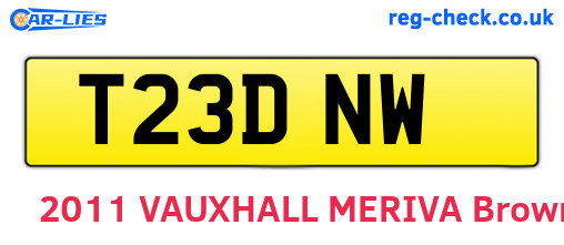 T23DNW are the vehicle registration plates.