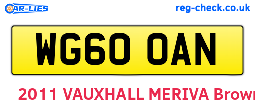 WG60OAN are the vehicle registration plates.