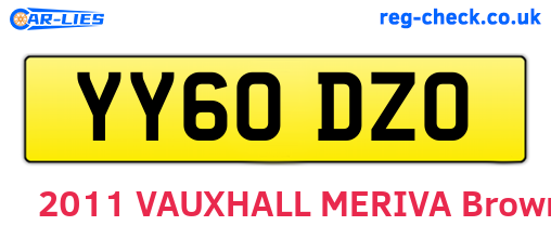 YY60DZO are the vehicle registration plates.