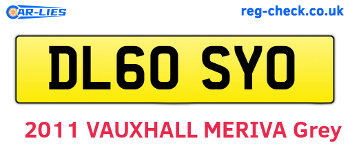 DL60SYO are the vehicle registration plates.
