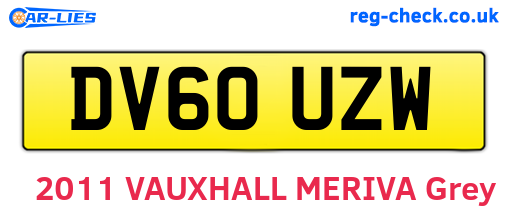 DV60UZW are the vehicle registration plates.