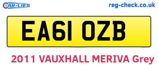 EA61OZB are the vehicle registration plates.
