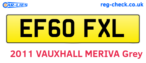 EF60FXL are the vehicle registration plates.