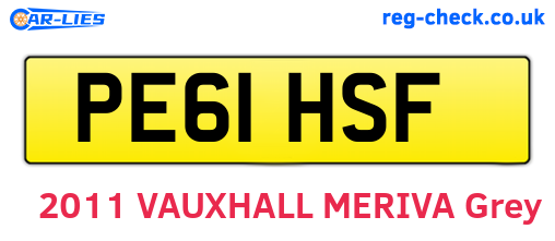 PE61HSF are the vehicle registration plates.