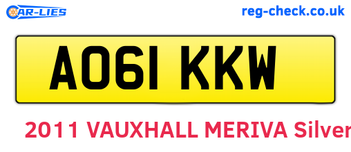 AO61KKW are the vehicle registration plates.