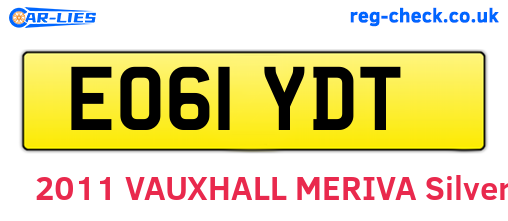 EO61YDT are the vehicle registration plates.