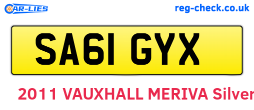 SA61GYX are the vehicle registration plates.