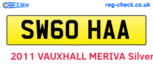 SW60HAA are the vehicle registration plates.
