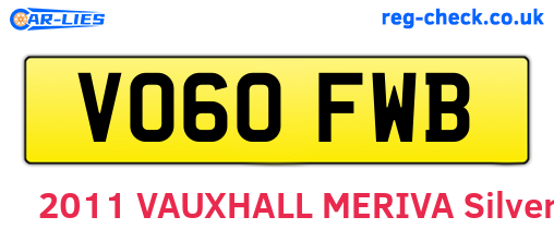 VO60FWB are the vehicle registration plates.