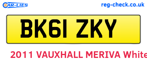 BK61ZKY are the vehicle registration plates.