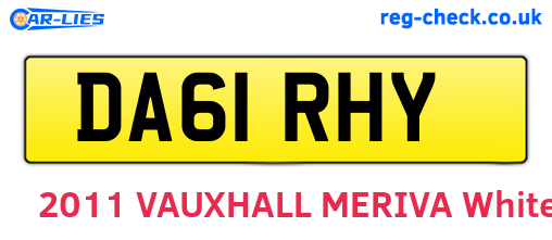 DA61RHY are the vehicle registration plates.