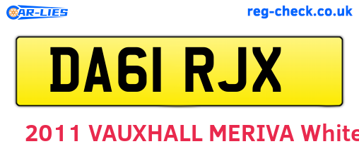 DA61RJX are the vehicle registration plates.