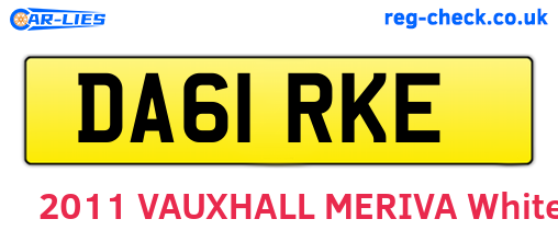 DA61RKE are the vehicle registration plates.