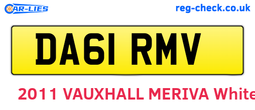 DA61RMV are the vehicle registration plates.