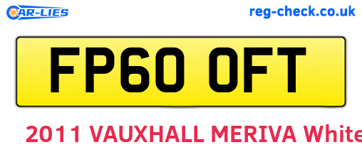 FP60OFT are the vehicle registration plates.
