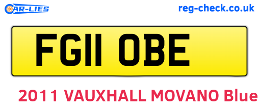 FG11OBE are the vehicle registration plates.