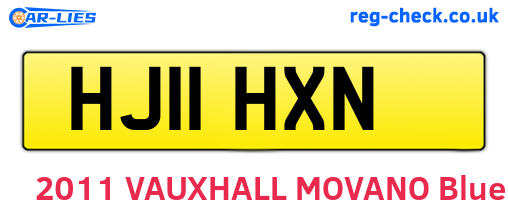HJ11HXN are the vehicle registration plates.