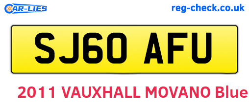 SJ60AFU are the vehicle registration plates.