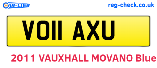 VO11AXU are the vehicle registration plates.