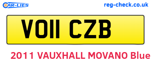 VO11CZB are the vehicle registration plates.
