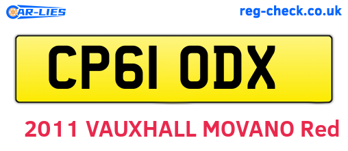 CP61ODX are the vehicle registration plates.