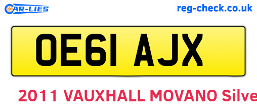 OE61AJX are the vehicle registration plates.