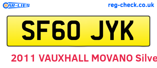 SF60JYK are the vehicle registration plates.