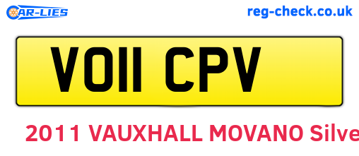 VO11CPV are the vehicle registration plates.