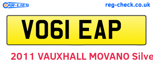 VO61EAP are the vehicle registration plates.
