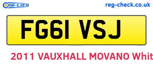 FG61VSJ are the vehicle registration plates.