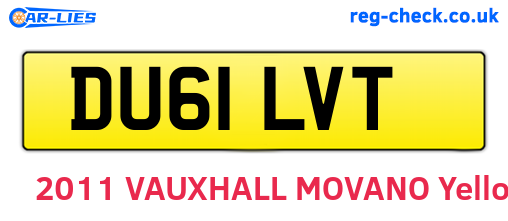 DU61LVT are the vehicle registration plates.