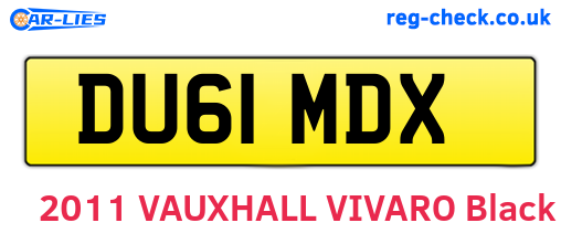 DU61MDX are the vehicle registration plates.