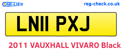 LN11PXJ are the vehicle registration plates.