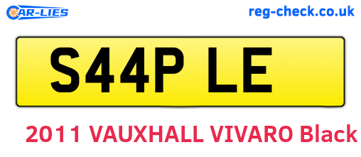 S44PLE are the vehicle registration plates.