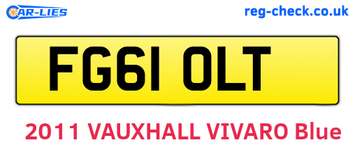 FG61OLT are the vehicle registration plates.