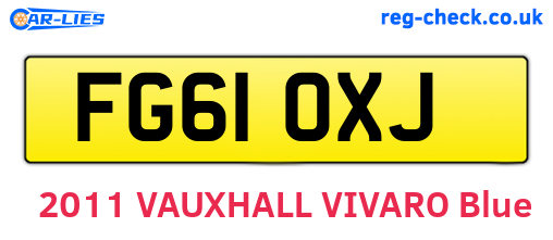 FG61OXJ are the vehicle registration plates.