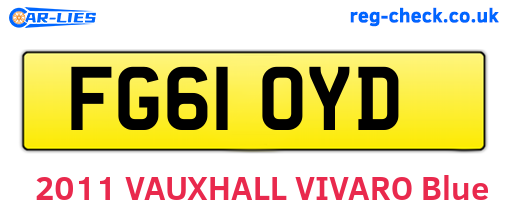 FG61OYD are the vehicle registration plates.