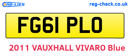 FG61PLO are the vehicle registration plates.