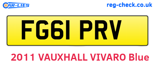 FG61PRV are the vehicle registration plates.