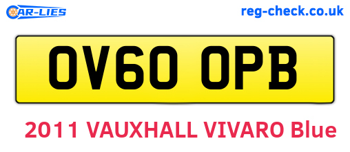 OV60OPB are the vehicle registration plates.