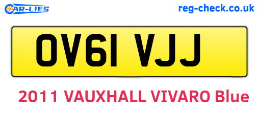 OV61VJJ are the vehicle registration plates.