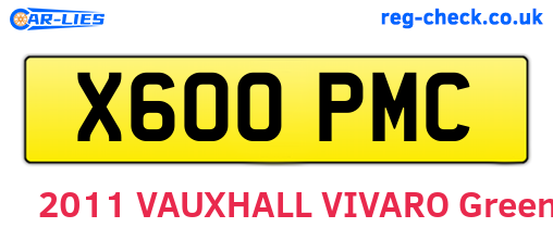 X600PMC are the vehicle registration plates.