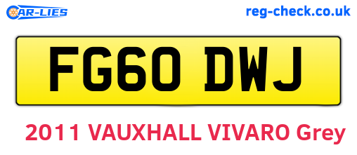 FG60DWJ are the vehicle registration plates.