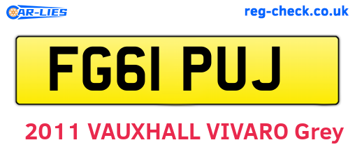 FG61PUJ are the vehicle registration plates.